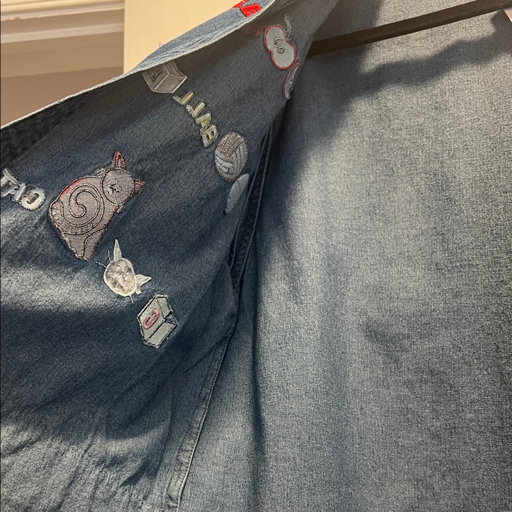 Dressbarn Vintage Blue Denim Shirt with Red and Black Accents. A, B, C’s - Picture 7 of 9